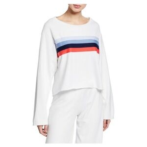 Sundry Striped Raw-Edge Boxy Cotton SweatshirtSize 1/S